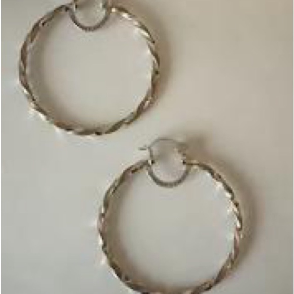 ✨ Luxury Twisted Hoop Earrings (45mm) – Sterling Silver & Rose Gold Vermeil ✨